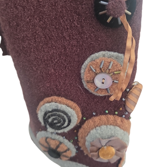 Embroidered CoVelo Chocolate Brown Women's Pea Coat Blazer Business Suit - Picture 6 of 16